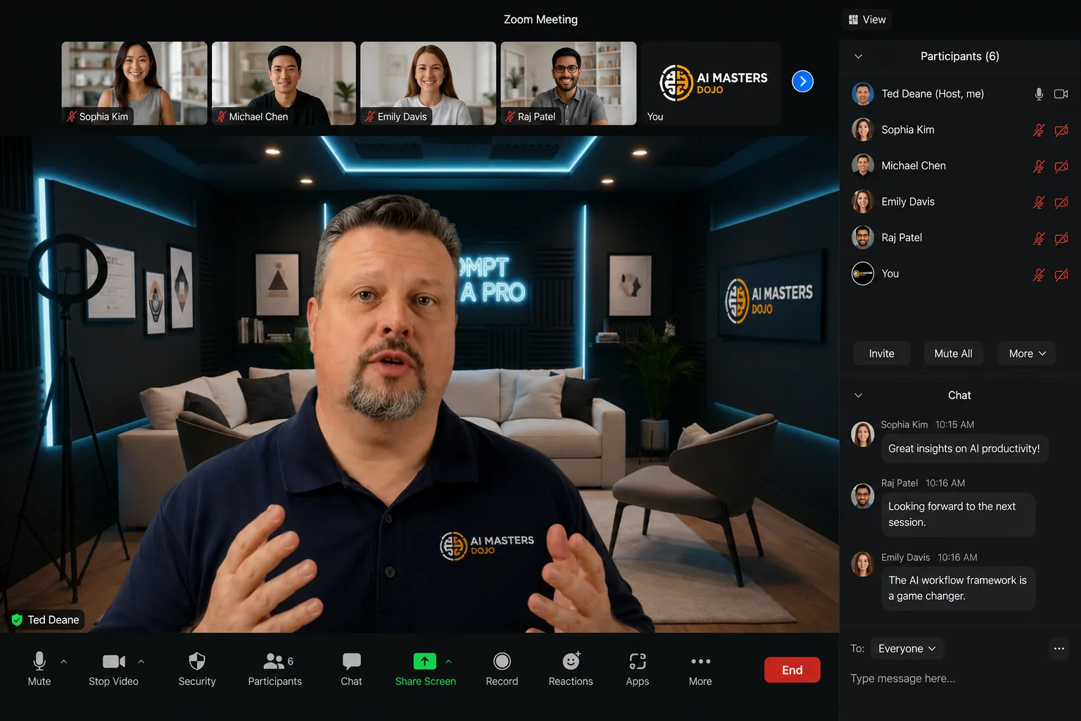 AI Masters DoJo live Zoom-style training session